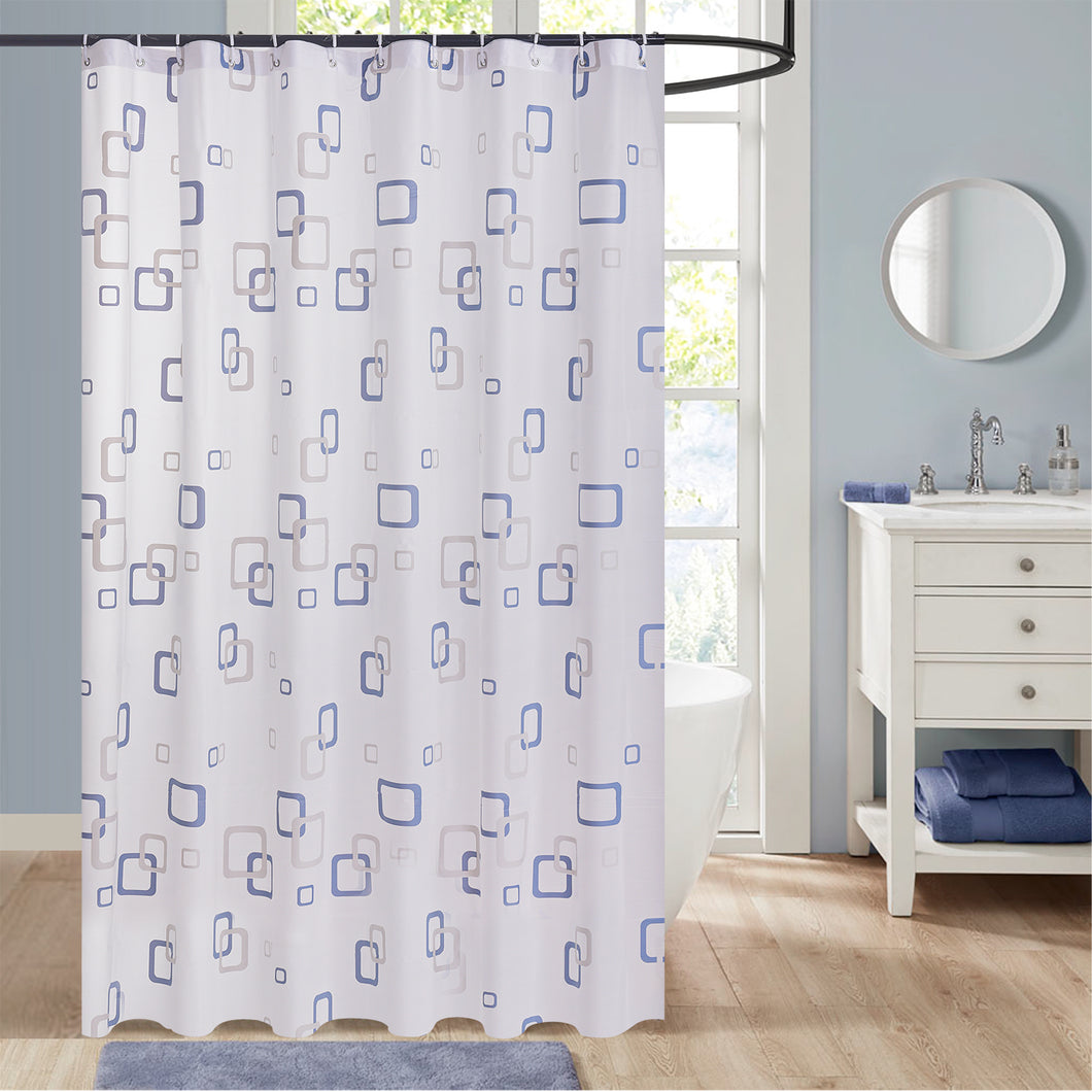 NEW MODERN DESIGN PEVA SHOWER BATHROOM CURTAIN WITH RING HOOKS 180 X 180 CM VINTAGE SILVER