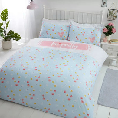 Be Pretty Blue Kids Bedding Duvet Quilt Cover Set