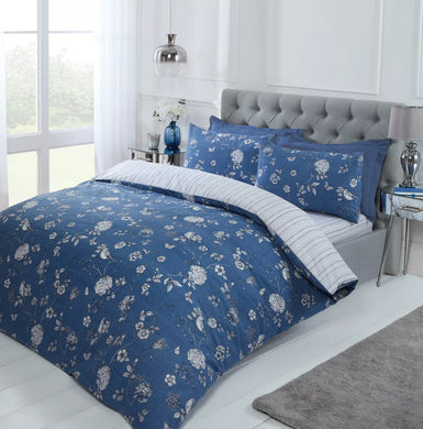 Duvet Cover Bedding Set + Pillowcase - Country Toile Navy