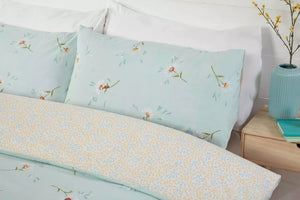 Duvet Cover Bedding Set + Pillowcase Luxury Quilt Cover - Daisy Duck Egg