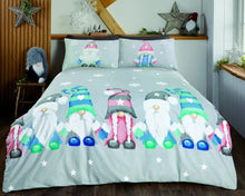 Load image into Gallery viewer, FATHER CHRISTMAS SANTA CLAUS SNOWMAN GONKS KIDS QUILT DUVET COVER BEDDING SET