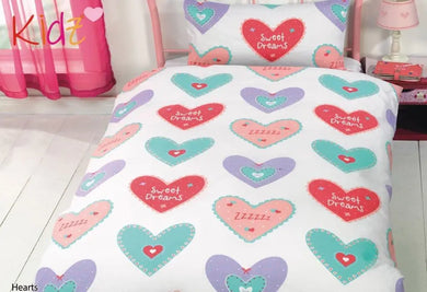 Hearts Kids Bedding Duvet Quilt Cover Set