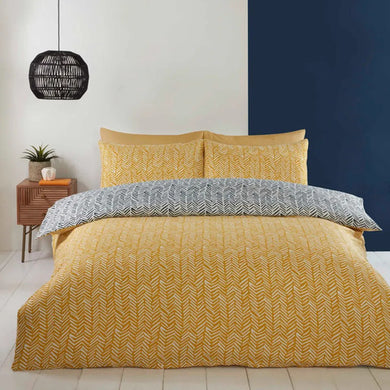 Microfiber Duvet Cover Bedding Set and Pillowcase Single Double King Quilt Cover - Helston Ochre
