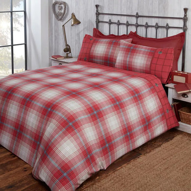 Kintyre Red Duvet Cover Bedding Set + Pillowcase Luxury Quilt Cover