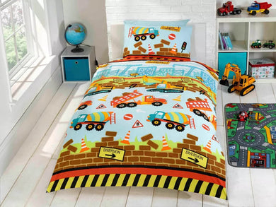 Under Construction Kids Bedding Duvet Quilt Cover Set