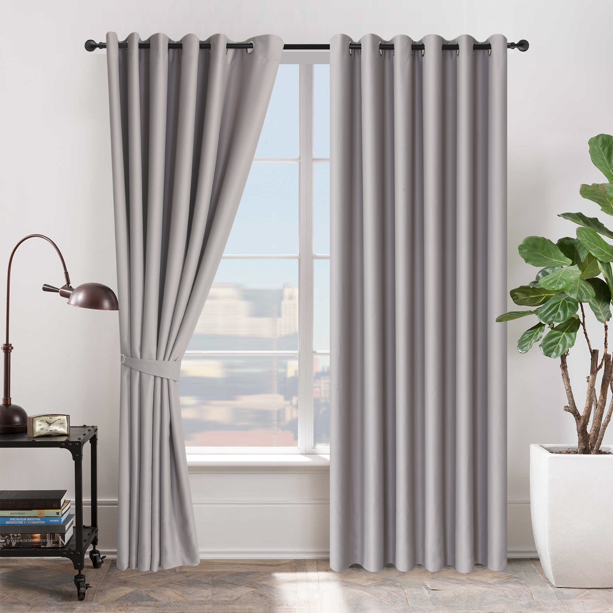 THERMAL BLACKOUT WINDOW CURTAINS EYELET RING TOP WITH TIE BACKS