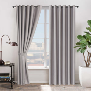 THERMAL BLACKOUT WINDOW CURTAINS EYELET RING TOP WITH TIE BACKS BLOCKS SUNLIGHT