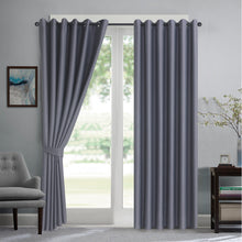 Load image into Gallery viewer, THERMAL BLACKOUT WINDOW CURTAINS EYELET RING TOP WITH TIE BACKS BLOCKS SUNLIGHT