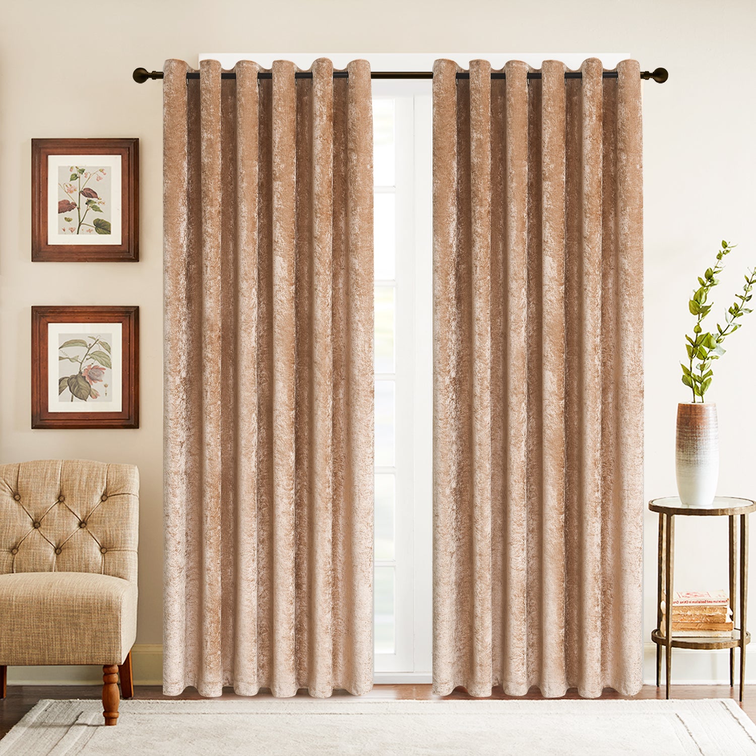 Luxury Crushed Velvet Curtains Fully Lined Eyelet Ring Top Ready Made –  Home Decoration World
