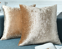 Load image into Gallery viewer, Twin Pack Crushed Velvet Fashion Plain Cushion Covers 8 Colours Pack of 2 Covers
