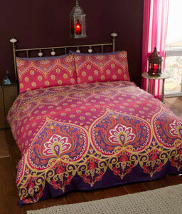Asha Duvet Set Ethnic, Indian, Elephant, Floral Paisley Print Duvet Quilt Cover Set