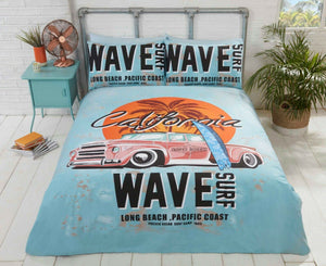 California Wave Car American Duvet Cover Set Classic Car Bedding Set