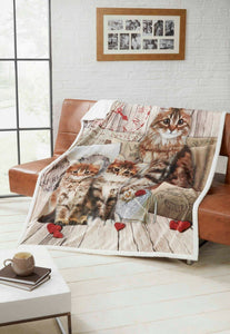 Luxury Sherpa Faux Fur Throw Fleece Blanket Sofa Bed Union Jack Skyline Animals