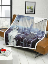 Load image into Gallery viewer, Luxury Sherpa Faux Fur Throw Fleece Blanket Sofa Bed Union Jack Skyline Animals