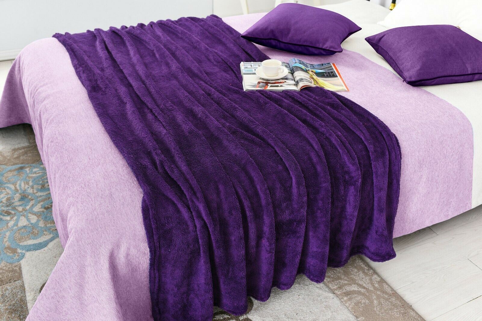Teddy Bear Fleece Sofa Bed Throw Blanket Super Soft Cozy 