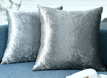 Load image into Gallery viewer, Twin Pack Crushed Velvet Fashion Plain Cushion Covers 8 Colours Pack of 2 Covers
