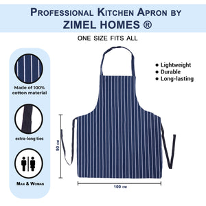 100% Cotton Butcher Stripe Kitchen Apron Chefs Workwear