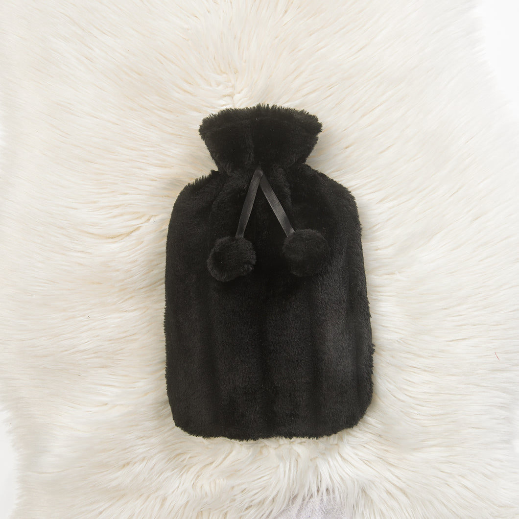 Large 2 Litre Natural Rubber Hot Water Bottle With Warm Faux Fur Cover