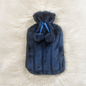 Large 2 Litre Natural Rubber Hot Water Bottle With Warm Faux Fur Cover