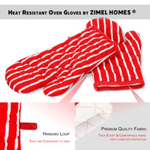 Load image into Gallery viewer, Pair of Single Oven Gloves 100% Cotton Butcher Stripe Kitchen Quilted Single Oven Gloves Mitts