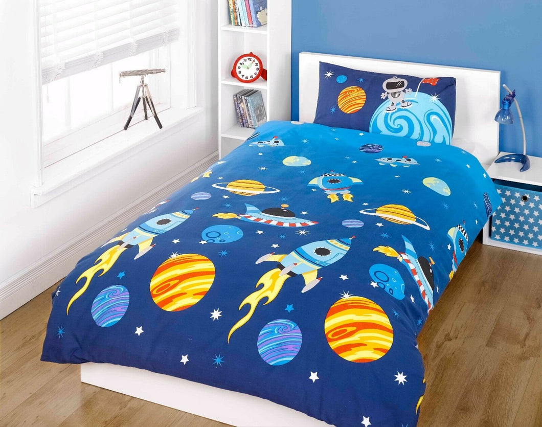 Rockets Kids Children Bedding Single Double Toddler Duvet Quilt Cover Set Boys Girls