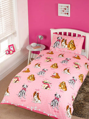 Doggies Pink Kids Children Bedding Single Double Toddler Duvet Quilt Cover Set Boys Girls