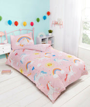 Load image into Gallery viewer, Unicorn Rainbow Sun Glow in the Night Kids Children Bedding Single Double Toddler Duvet Quilt Cover Set Boys Girls